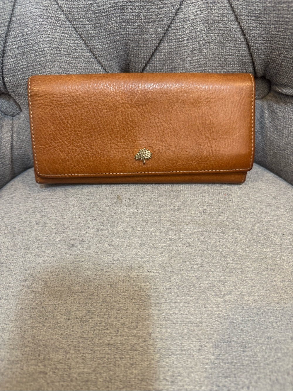 Mulberry-Inspired Brown Leather Continental Wallet